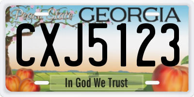 GA license plate CXJ5123
