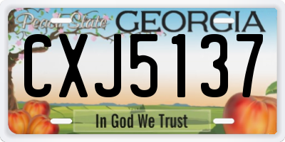 GA license plate CXJ5137