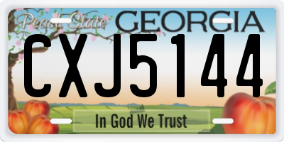GA license plate CXJ5144