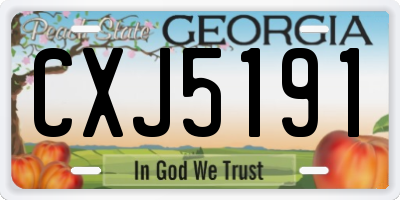 GA license plate CXJ5191