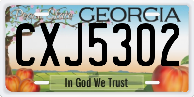 GA license plate CXJ5302