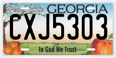 GA license plate CXJ5303