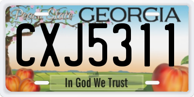 GA license plate CXJ5311