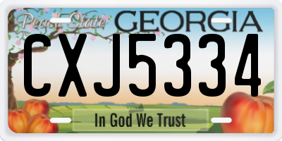 GA license plate CXJ5334