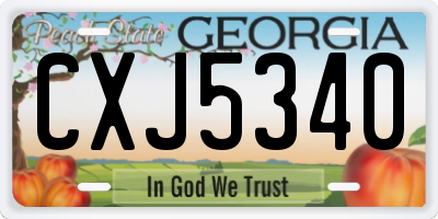 GA license plate CXJ5340