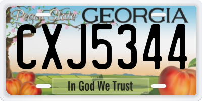 GA license plate CXJ5344