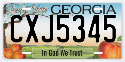 GA license plate CXJ5345