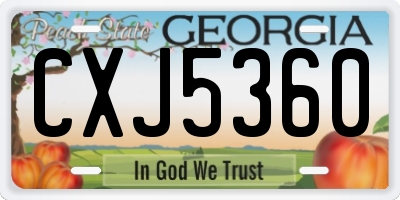 GA license plate CXJ5360