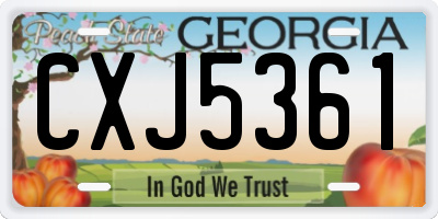 GA license plate CXJ5361