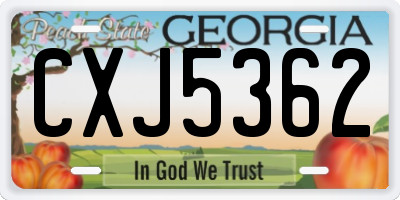 GA license plate CXJ5362