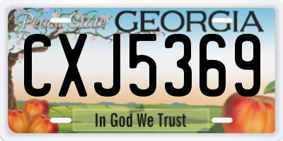 GA license plate CXJ5369