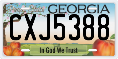 GA license plate CXJ5388