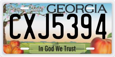 GA license plate CXJ5394