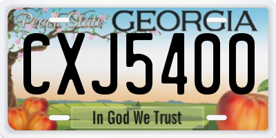 GA license plate CXJ5400