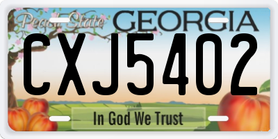 GA license plate CXJ5402
