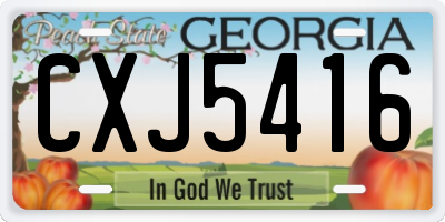 GA license plate CXJ5416