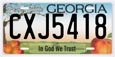 GA license plate CXJ5418