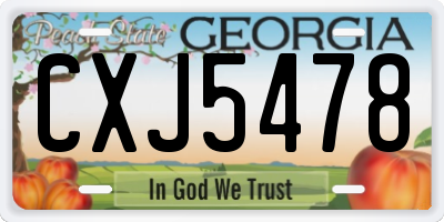 GA license plate CXJ5478
