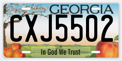 GA license plate CXJ5502