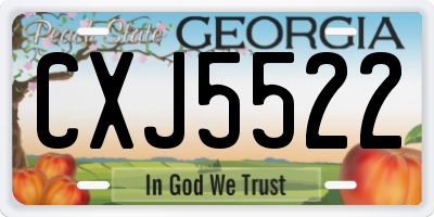 GA license plate CXJ5522