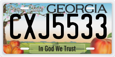GA license plate CXJ5533