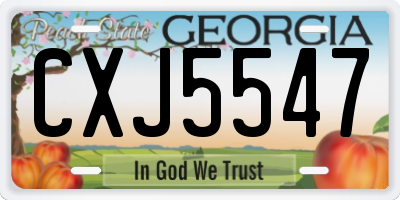 GA license plate CXJ5547