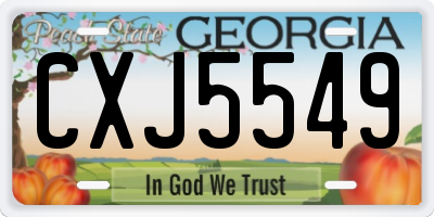 GA license plate CXJ5549