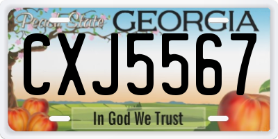 GA license plate CXJ5567