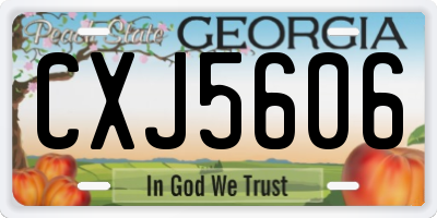 GA license plate CXJ5606