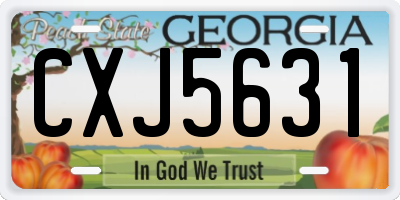 GA license plate CXJ5631