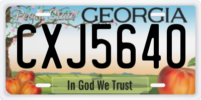 GA license plate CXJ5640