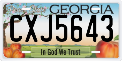 GA license plate CXJ5643