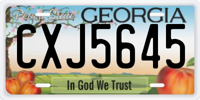 GA license plate CXJ5645