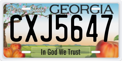GA license plate CXJ5647