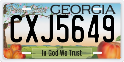 GA license plate CXJ5649