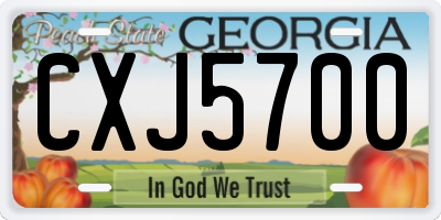 GA license plate CXJ5700