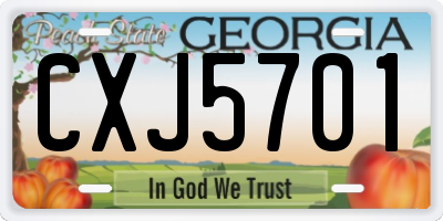 GA license plate CXJ5701