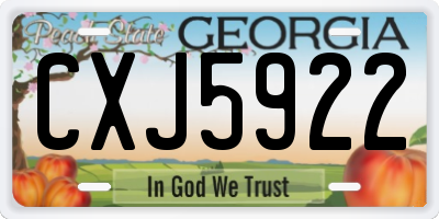 GA license plate CXJ5922
