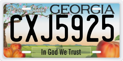 GA license plate CXJ5925