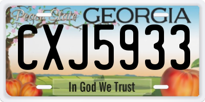 GA license plate CXJ5933