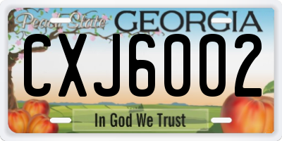 GA license plate CXJ6002