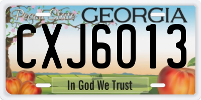 GA license plate CXJ6013