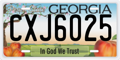 GA license plate CXJ6025