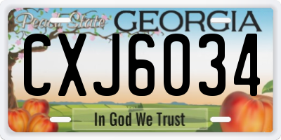 GA license plate CXJ6034