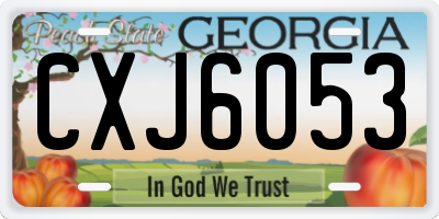 GA license plate CXJ6053