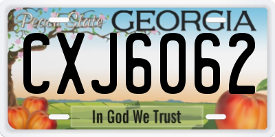 GA license plate CXJ6062