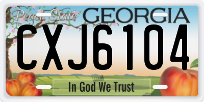 GA license plate CXJ6104