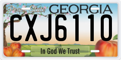 GA license plate CXJ6110