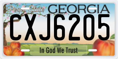GA license plate CXJ6205