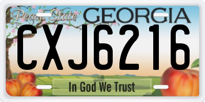 GA license plate CXJ6216